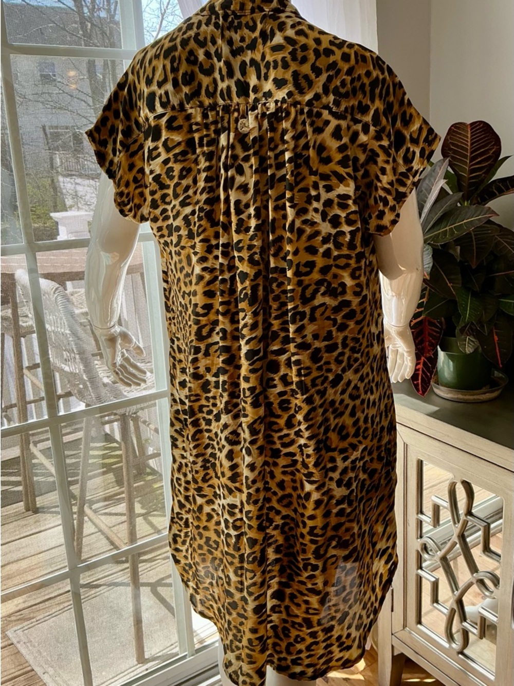 Formentera Wildlife Print 100% Silk Lingerie Shirt Dress Loungewear Cruise SZ 4 - Picture 4 of 8